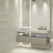 Ambiente baño con revestimiento efecto piedra Sirmione Natural y Relieve - Vetonek