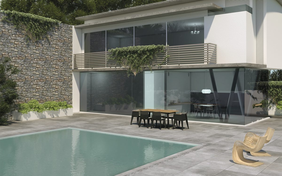 Vannes gris 20 mm en terraza exterior