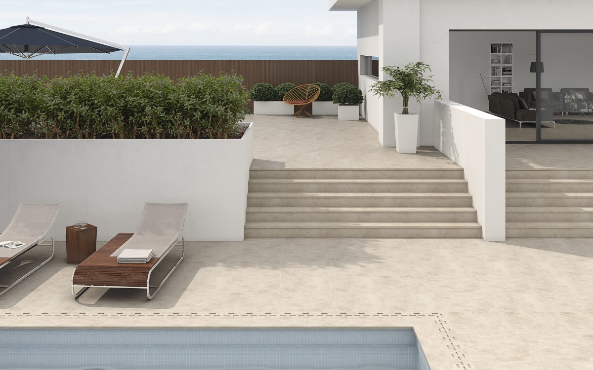 Arles Beige 60x60 20 mm en terraza exterior