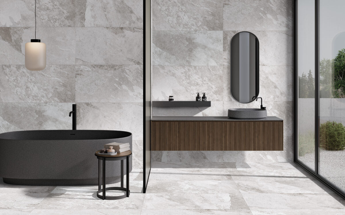 Porcelánico Amiens White 60x120 - baño