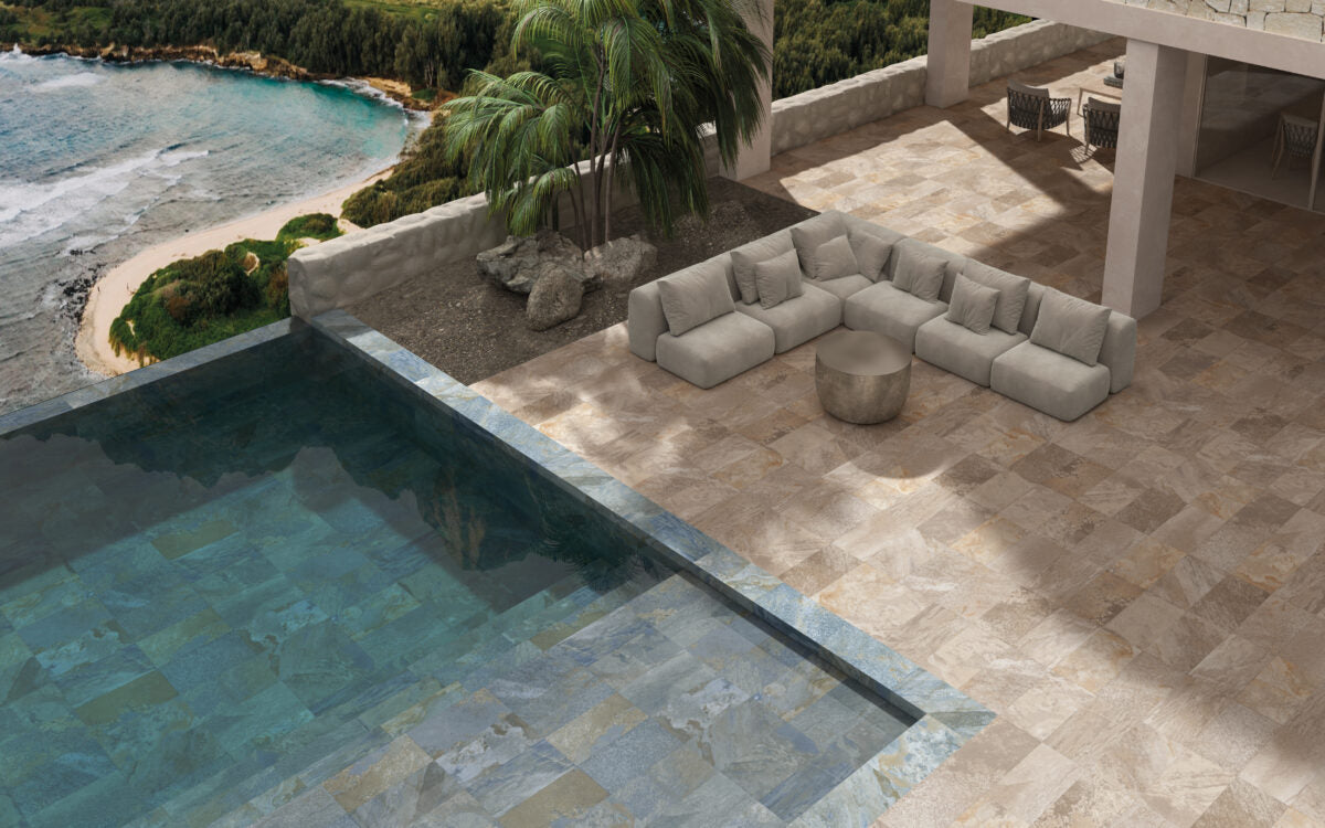 Porcelánico Biarritz Azul 31,6x60,8 - piscina