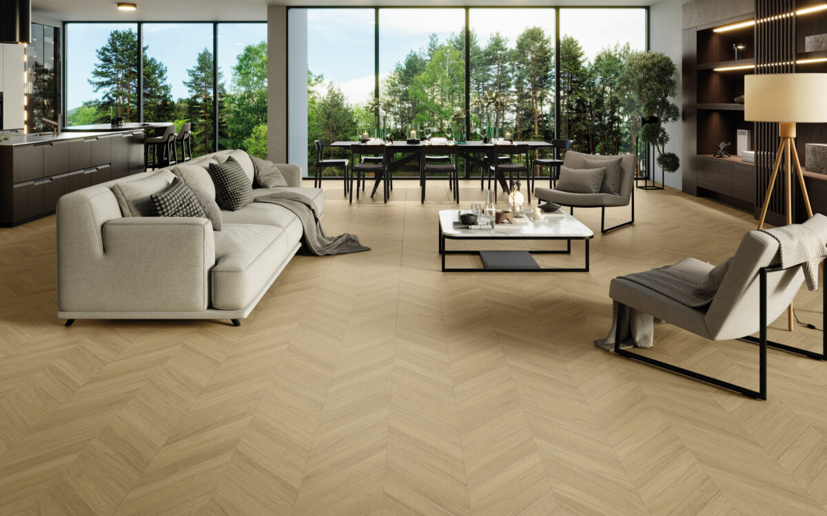 Besançon chevron honey en salón