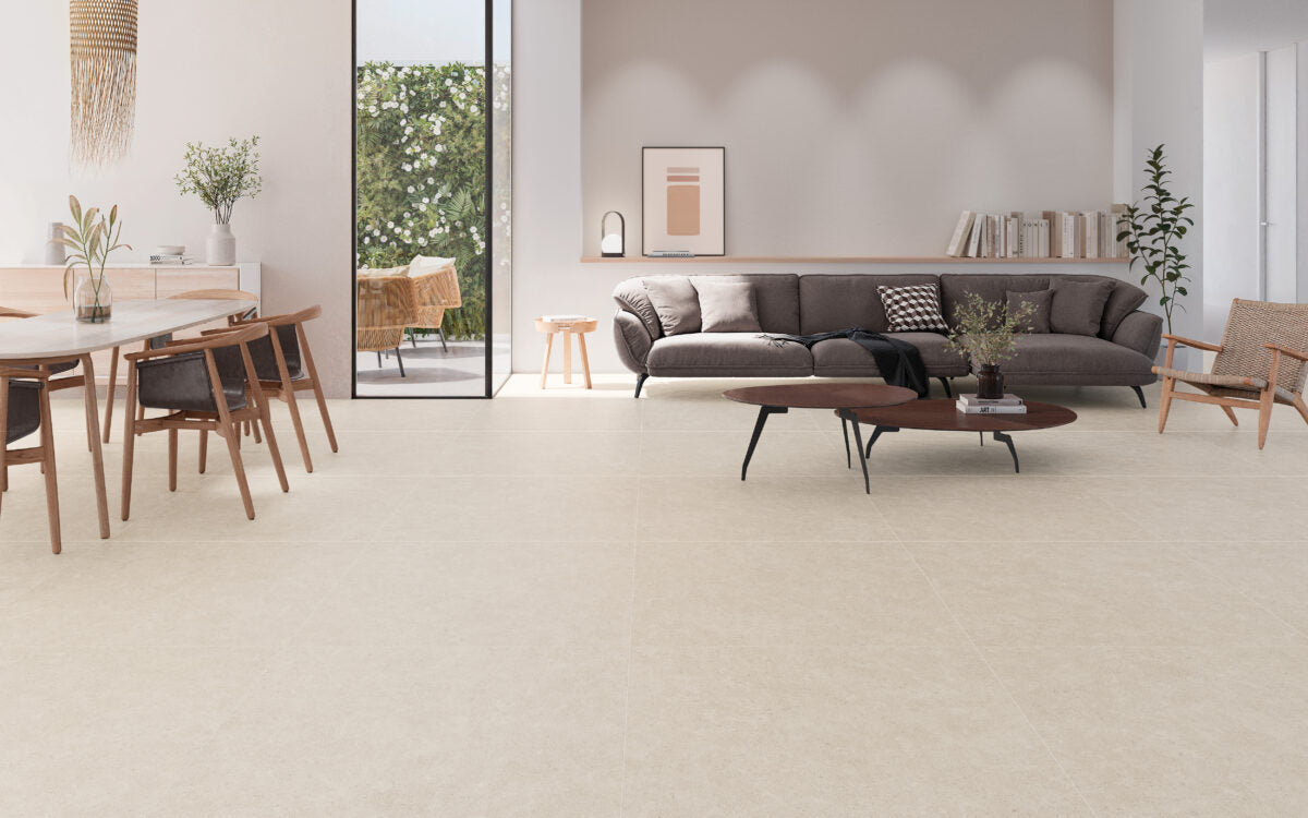 Nîmes hueso 100x100 en salón
