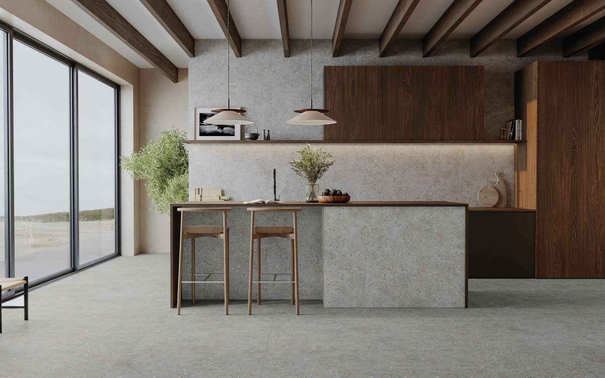 Montpellier gris 100x100 en cocina