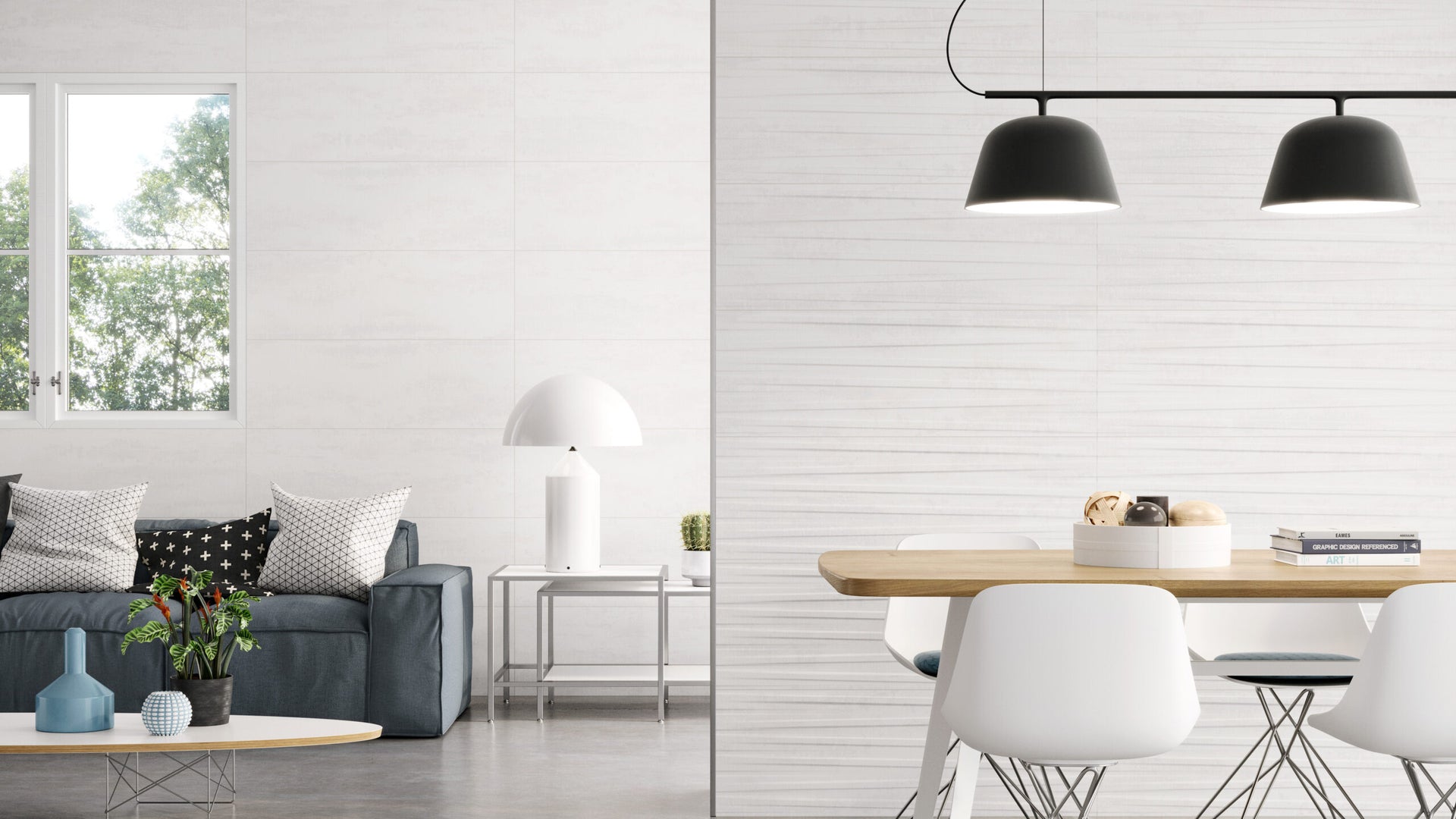Melun Blanco Relieve 33x100 en salón