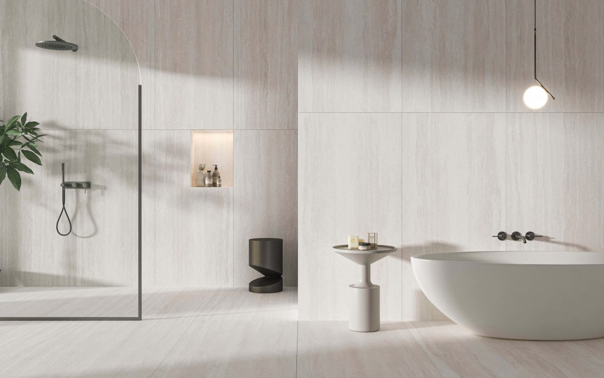 Mâcon Crema 75x150 en baño