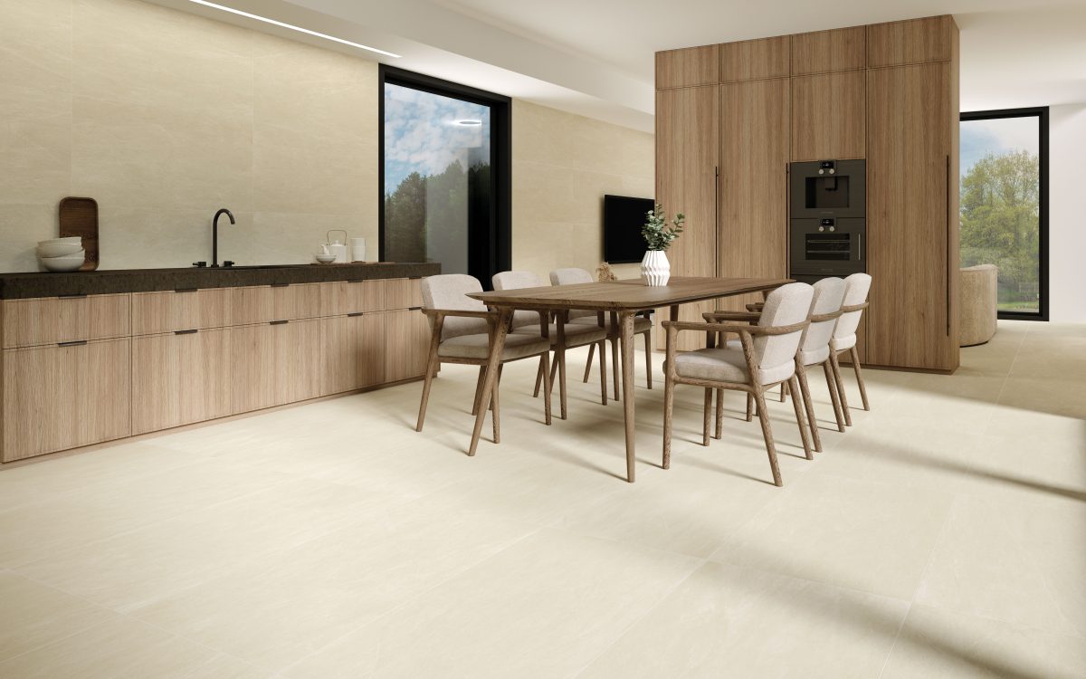 Rouen crema 60x120 en cocina