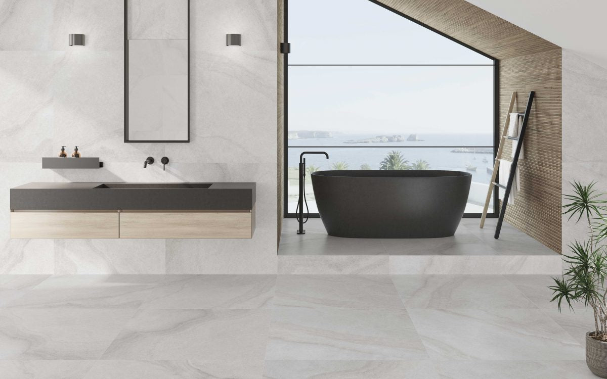 Menton blanco 100x100 en baño
