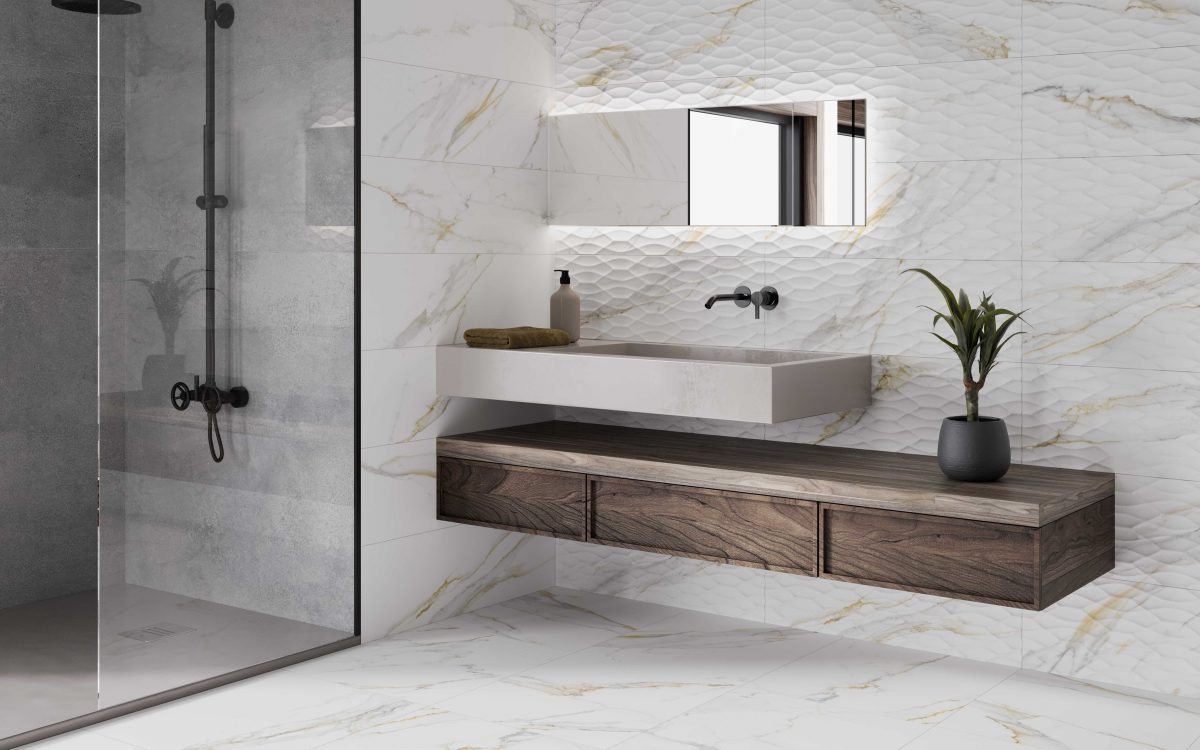 Vichy Blanco con Relieve Atelier en baño