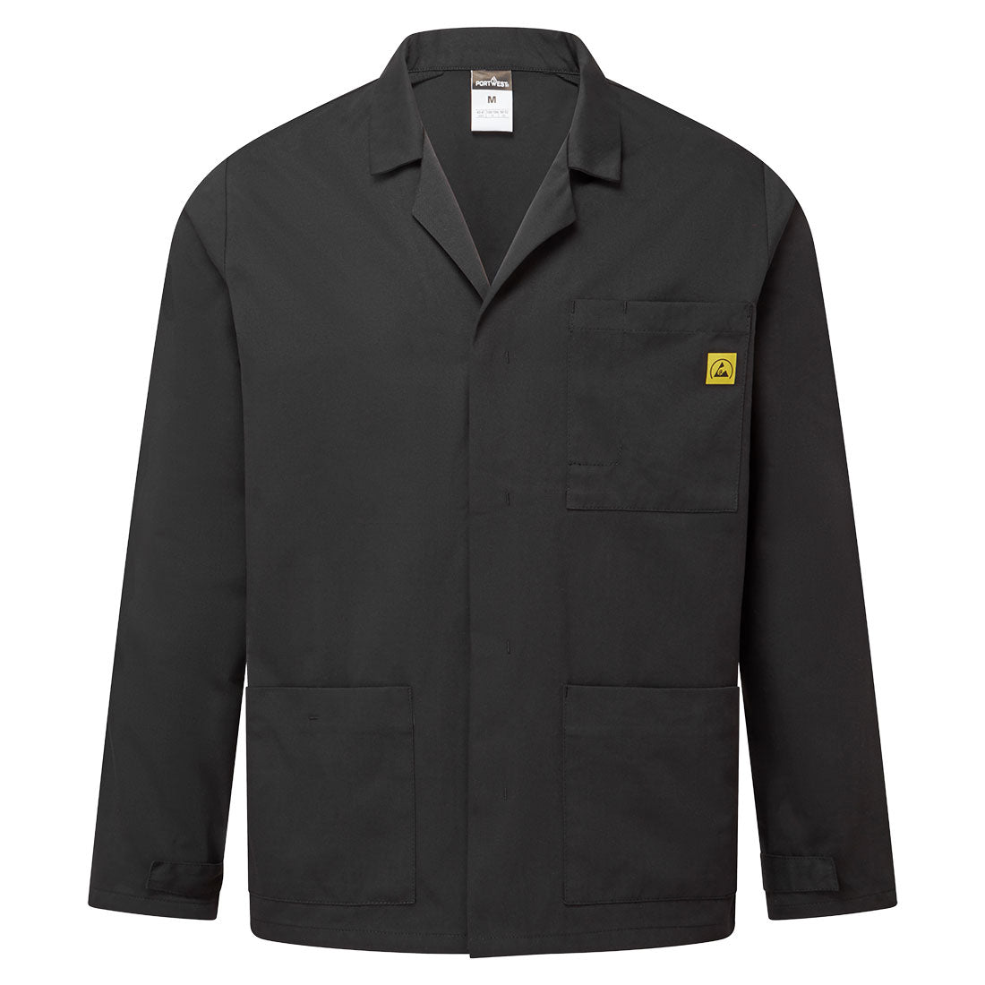 Chaqueta antiestática ESD para laboratorio Negro - Portwest AS18