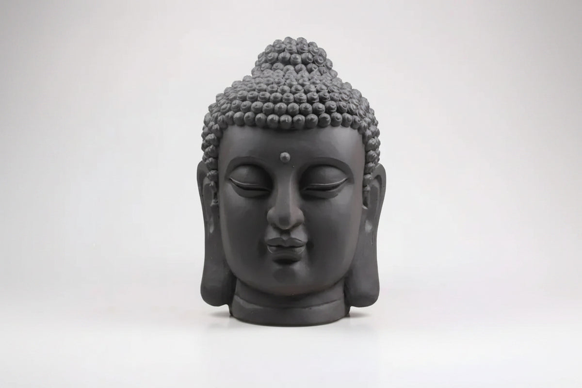 Cabeza de buda mediana gris de 42 cm de alto - Vetonek