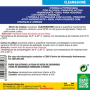 "Instrucciones de uso y advertencias para CLEAN & SHINE de FILA, limpiador brillante potenciado con alcohol. Indica cómo aplicar el producto de manera segura en superficies del hogar, manteniendo la higiene. Contiene tensioactivos aniónicos y no iónicos. Se recomienda solicitar la ficha de datos de seguridad antes de su uso."