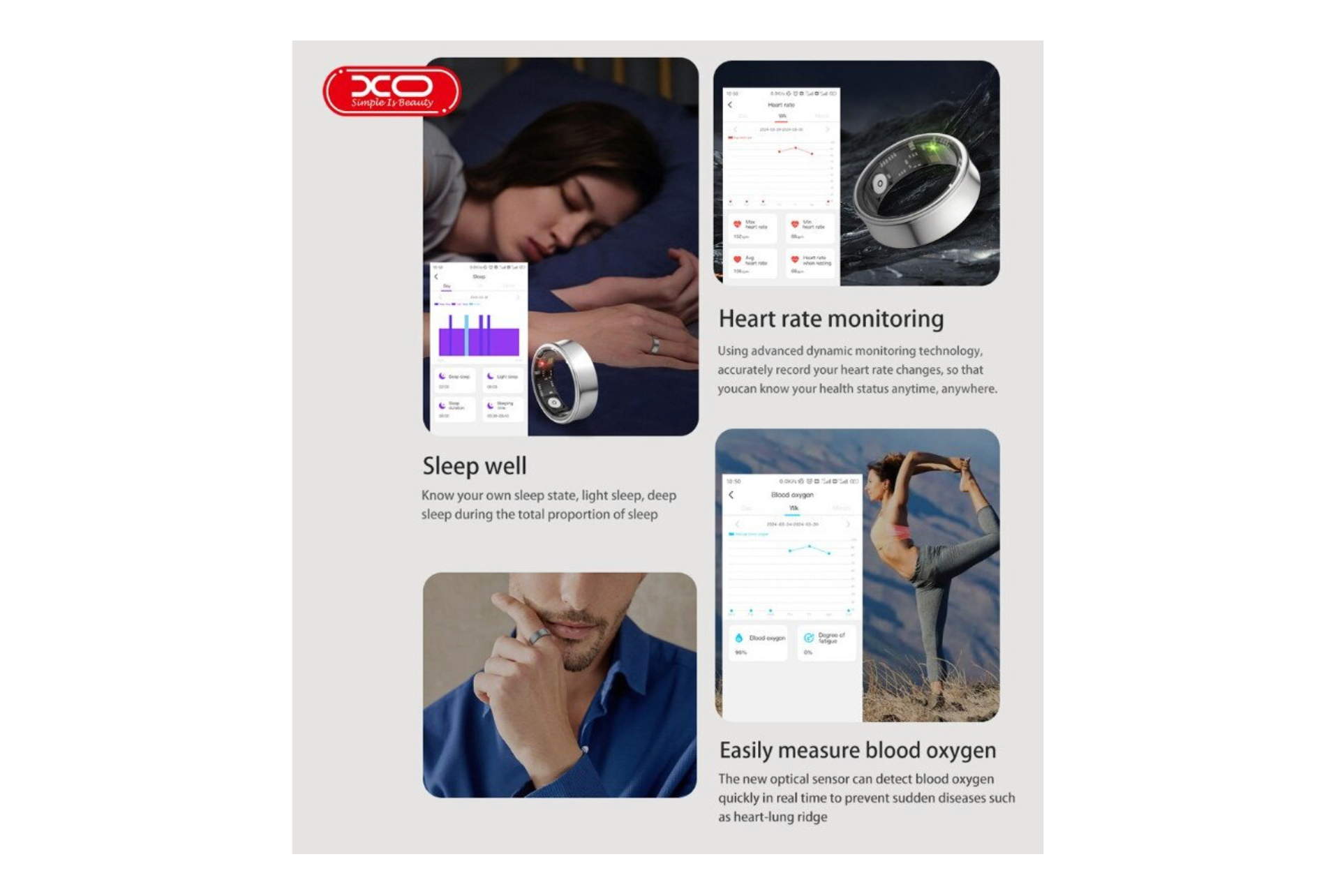 Anillo Inteligente Smart Ring – Monitoreo de Sueño, Oxígeno y Ritmo Cardíaco (Color Negro Metálico) - Vetonek