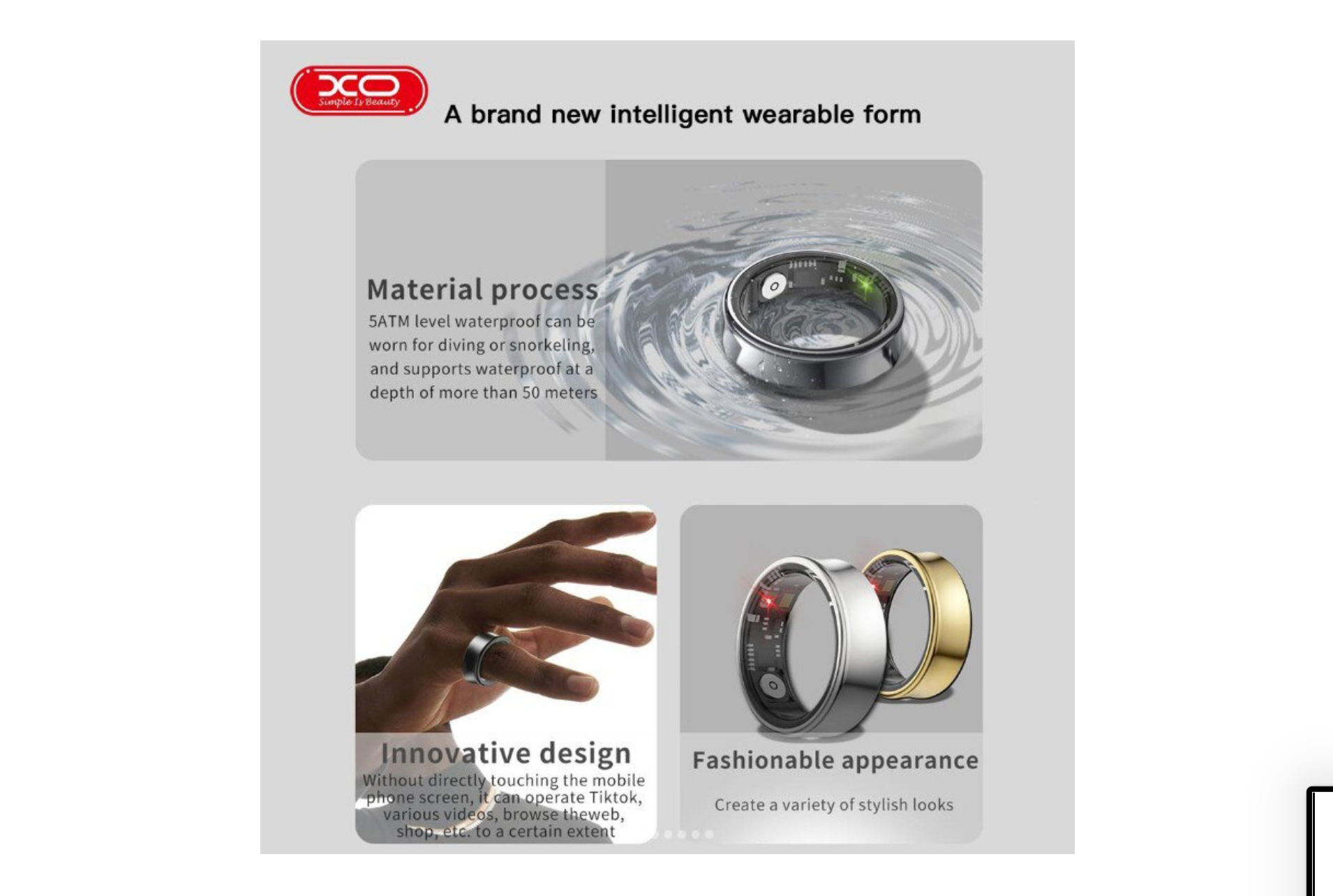 Anillo Inteligente Smart Ring – Monitoreo de Sueño, Oxígeno y Ritmo Cardíaco (Color Negro Metálico) - Vetonek