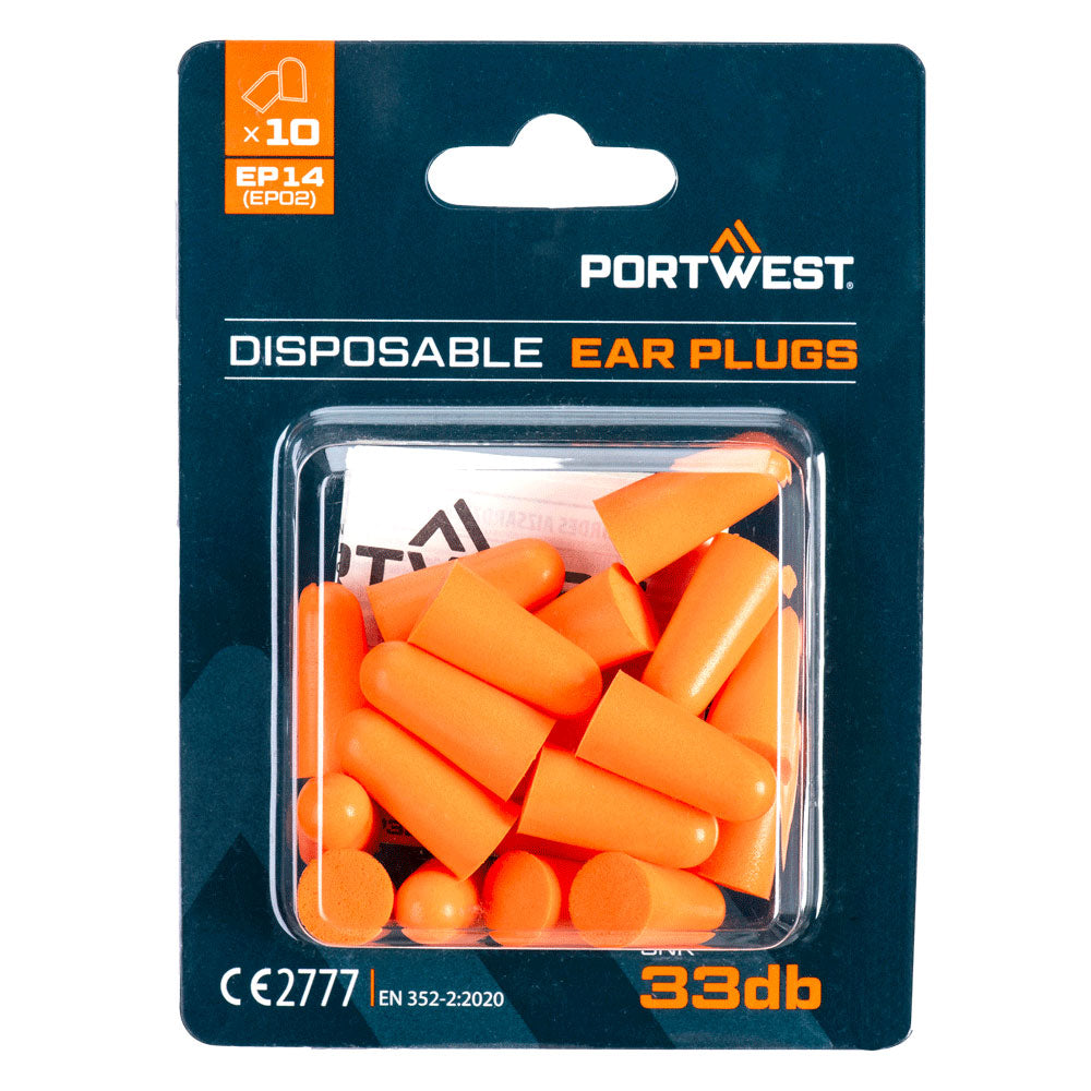 Tapón de espuma de PU en blíster (10 pares) Naranja - Portwest EP14