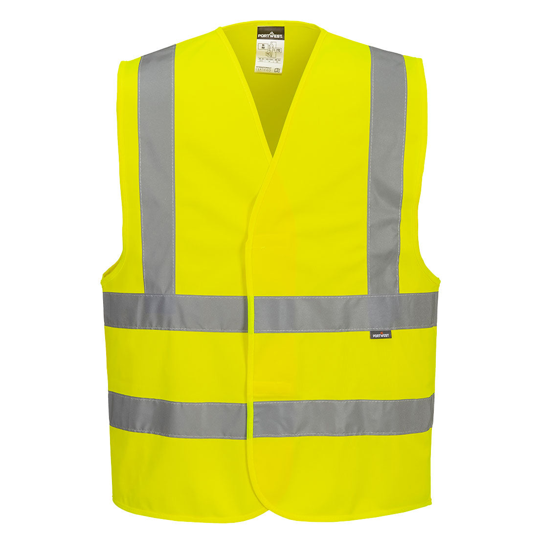 ES1 Essential chaleco de alta visibilidad con banda y tirantes Amarillo - Portwest ES470