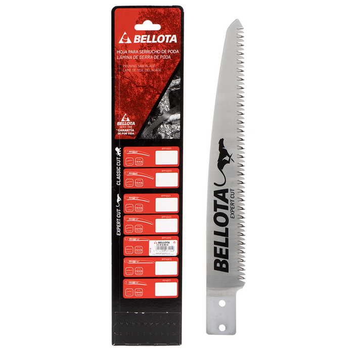 Detalle del dentado japonés hollow grinding de la hoja recta Bellota H45R