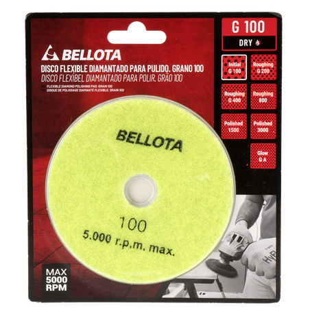 Disco de pulido Bellota DFDIAM en uso