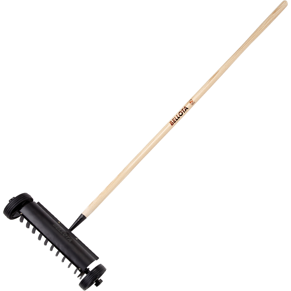 Escarificador con ruedas Bellota 3080CM con mango largo de madera, vista completa