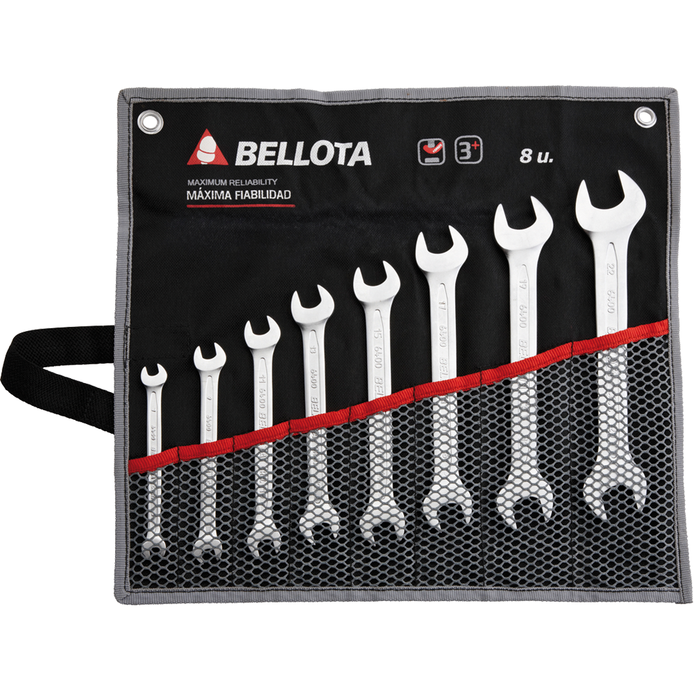 Juego de 8 llaves fijas Bellota 6490BS en bolsa textil