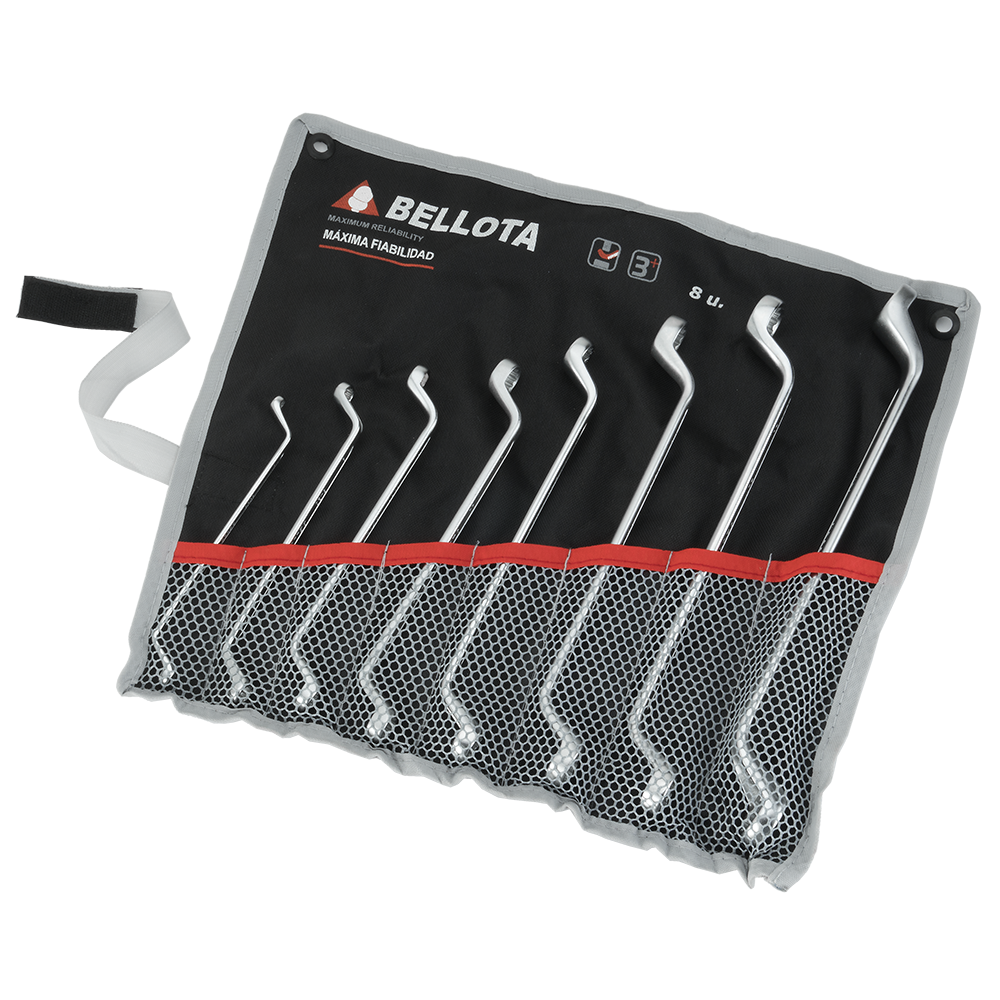 Juego de 8 llaves estrella acodadas Bellota 6492BS en bolsa textil