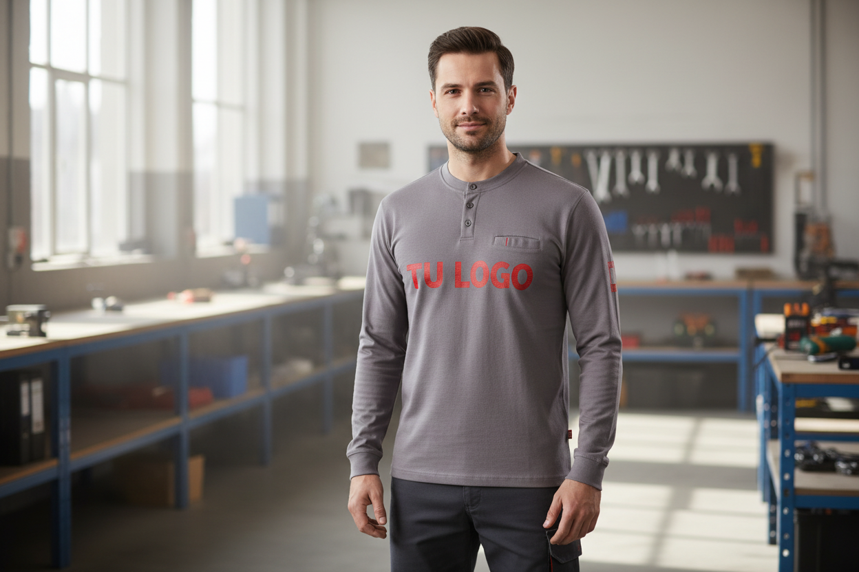 Camiseta Henley Antiestática y Resistente a la Llama - Vetonek
