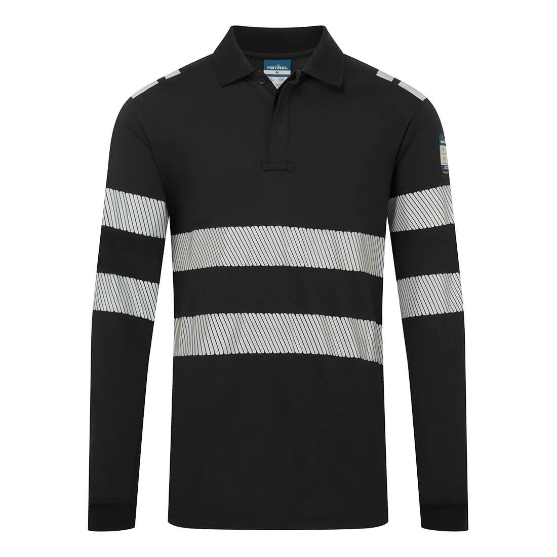 Polo PW3 Modaflame Knit de manga larga, resistente a la llama Negro - Portwest FR733