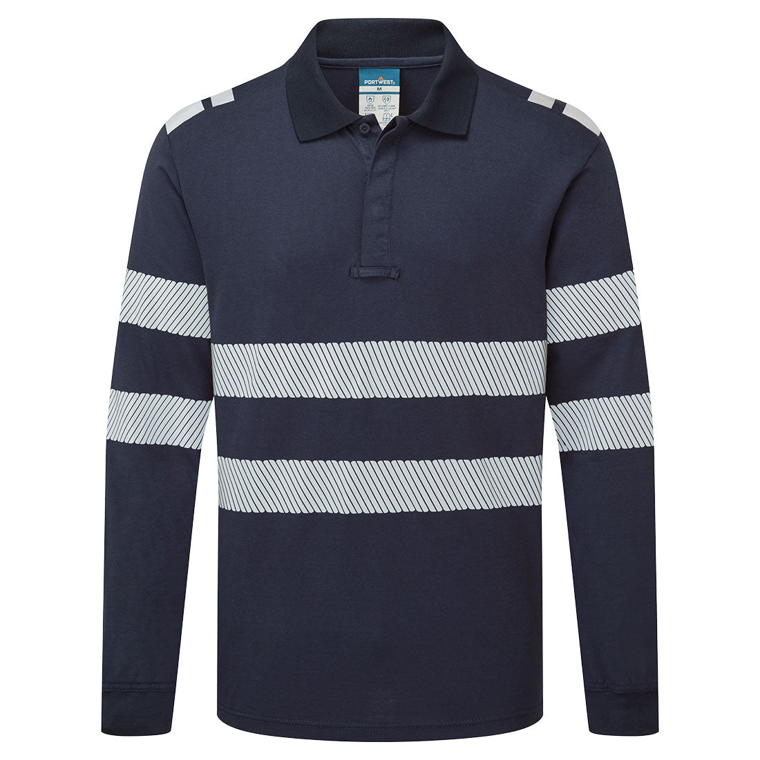 Polo PW3 Modaflame Knit de manga larga, resistente a la llama Azul marino - Portwest FR733