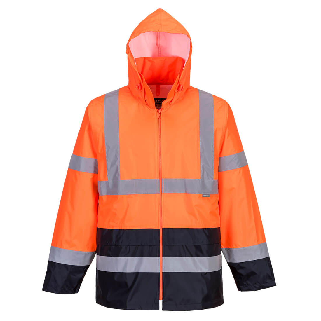 Chaqueta de alta visibilidad para lluvia Classic Contrast Naranja/Azul marino - Portwest H443