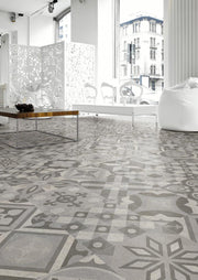 Ambiente interior con suelo efecto cemento Rieti Gredos - Vetonek