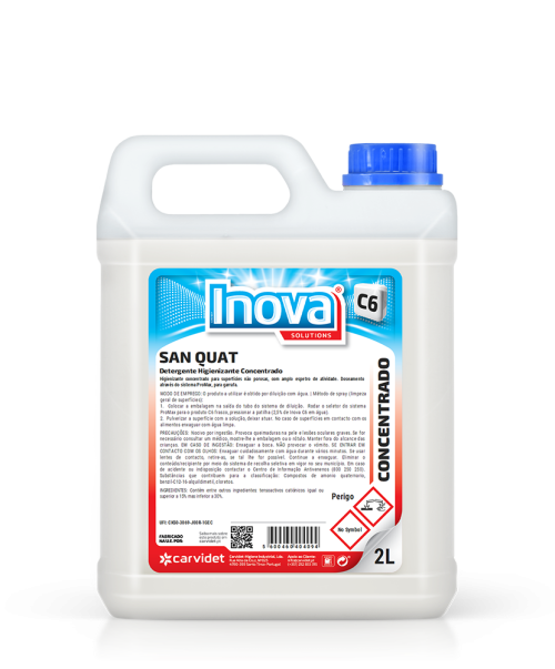Higienizante concentrado C6 SAN QUAT Carvidet de 2 L para superficies no porosas - Vetonek