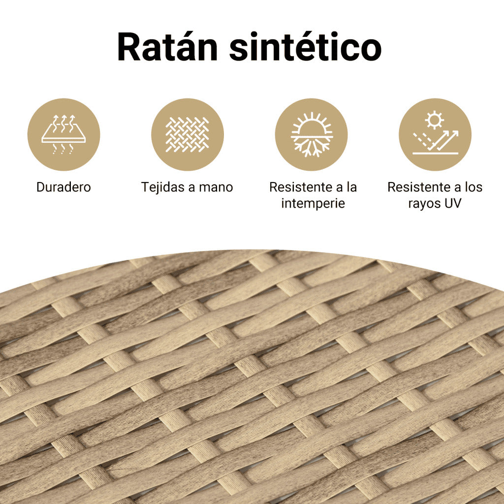 Juego de sofás jardín con cojines 4 pzas ratán sintético beige