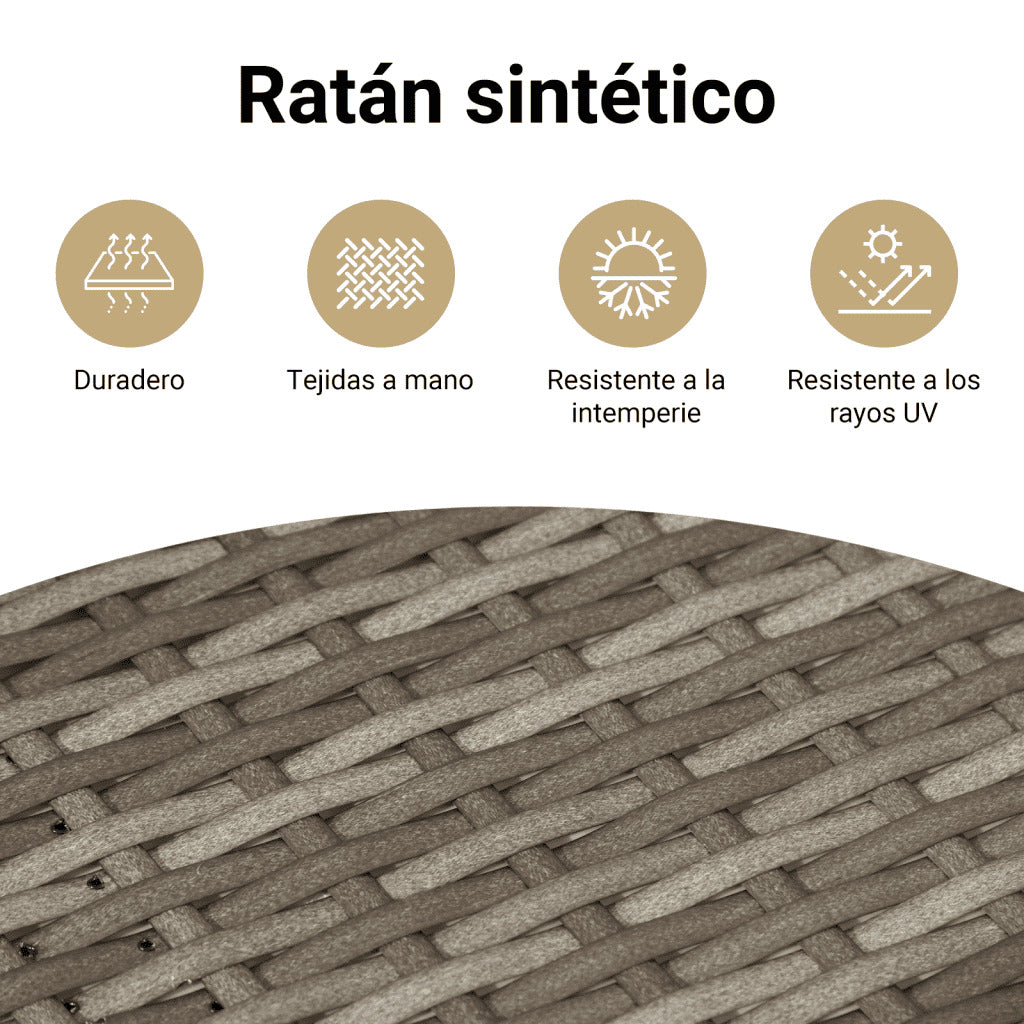 Set de sofás de jardín 8 pzas y cojines ratán sintético gris