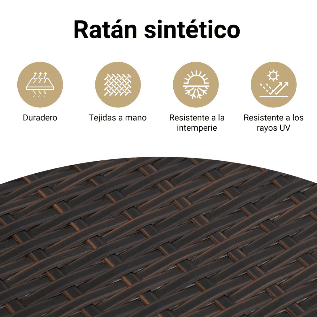 Set comedor para jardín 9 pzas y cojines ratán sintético marrón