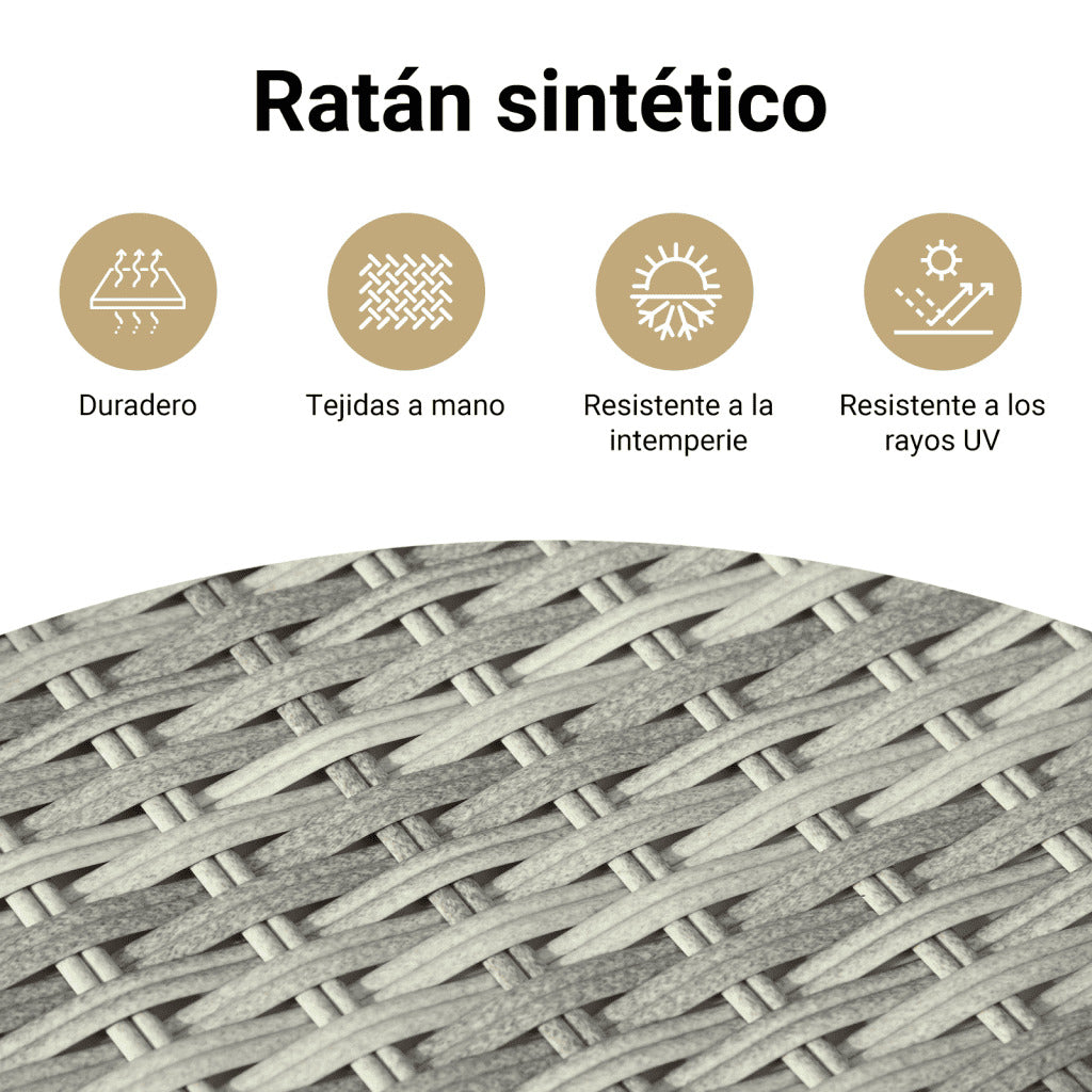 Set muebles jardín 9 pzas y cojines ratán sintético gris claro - Vetonek