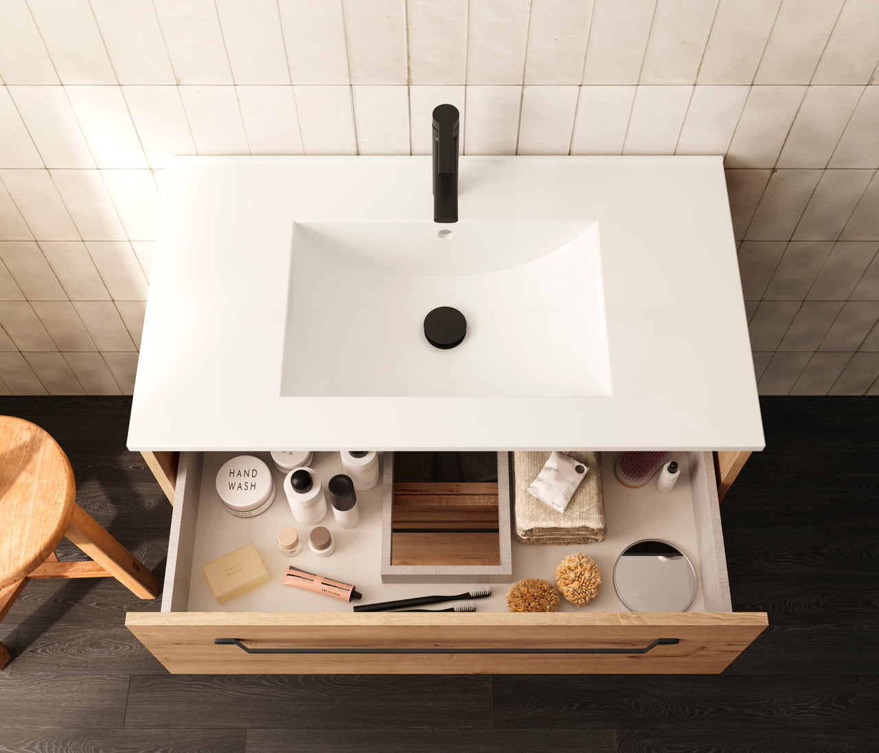 BATHME LENNOX Mueble de Baño con Lavabo de Encimera Roble Ostippo - Vetonek