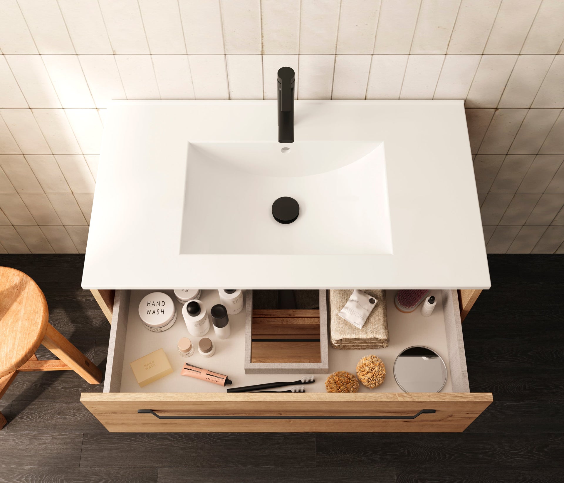 BATHME LENNOX Mueble de Baño con Lavabo de Encimera Roble Ostippo - Vetonek