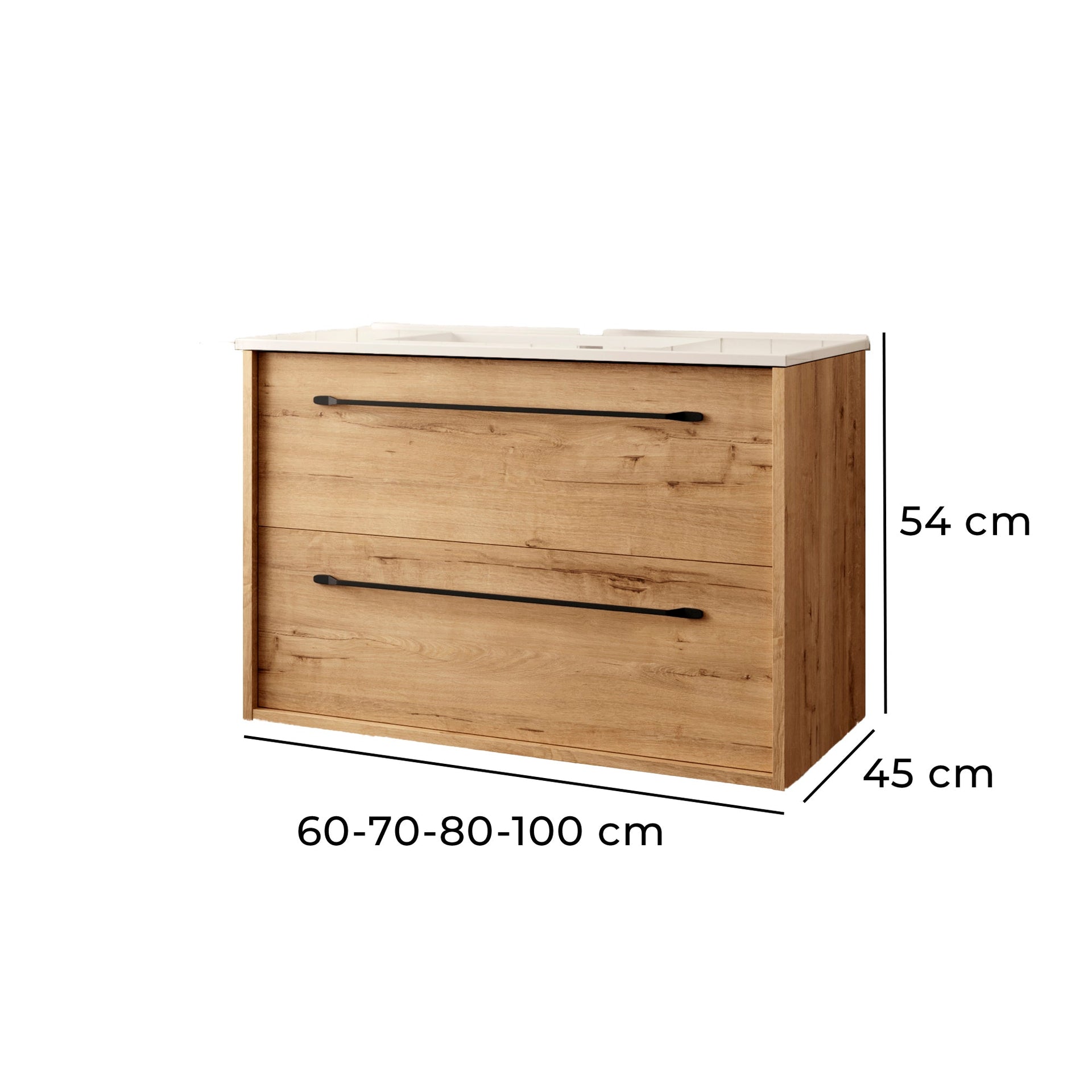 BATHME LENNOX Mueble de Baño con Lavabo de Encimera Roble Ostippo - Vetonek