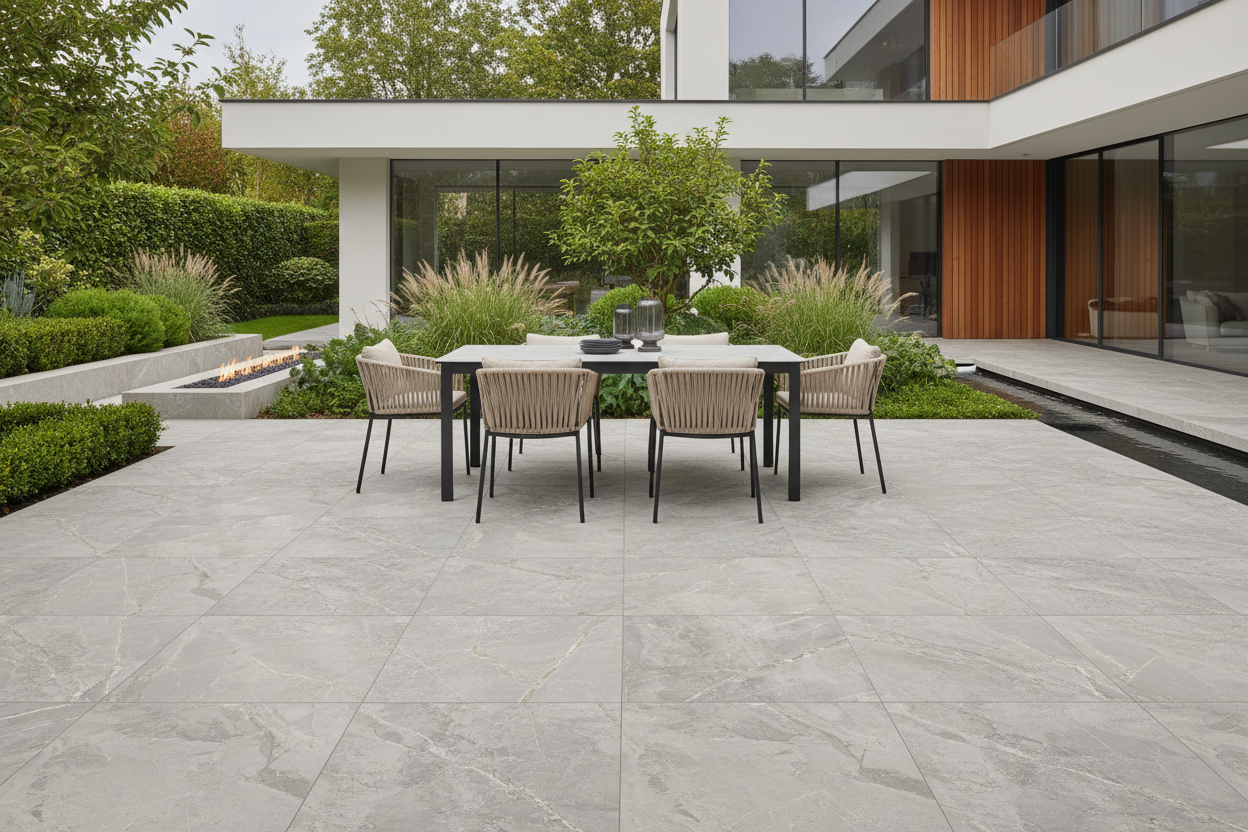 Losa porcelanica efecto mármol gris - Vetonek