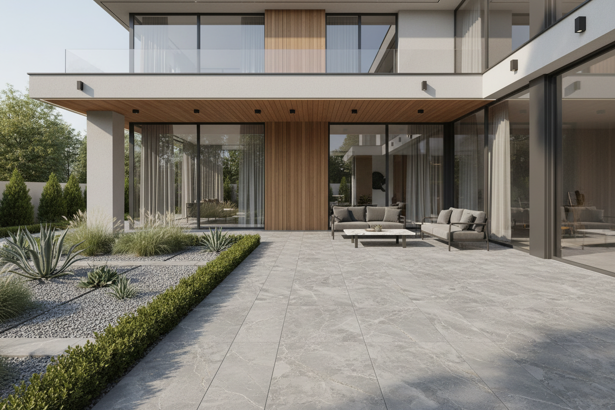 Losa porcelanica efecto mármol gris - Vetonek