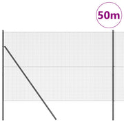 Cerca de Malla Soldada  con 13 Postes Gris 1.5x50 m Acero V0535 Vetonek