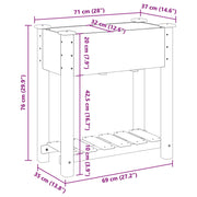 Plantador de Jardín con Estante 71x37x76 cm de Madera Maciza de Pino V0548 Vetonek