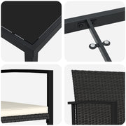 Conjunto de Comedor de Jardín  de 5 Piezas en Negro de Poliratán V1625 Vetonek