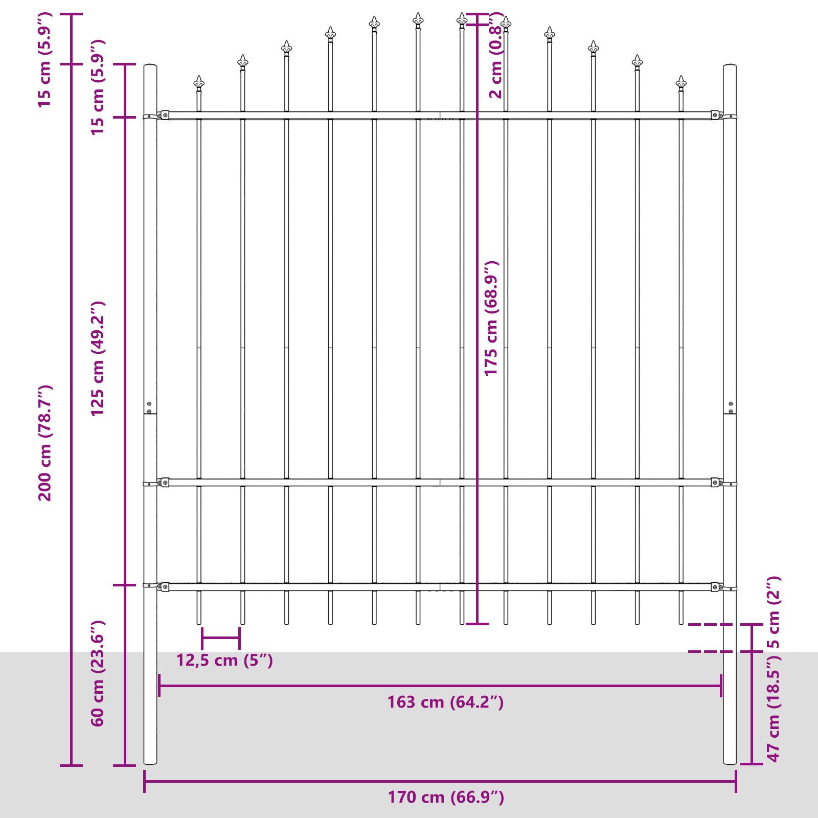 Panel de Cerca con Arco de Espiga Juego de 4 Blanco V1209 Vetonek