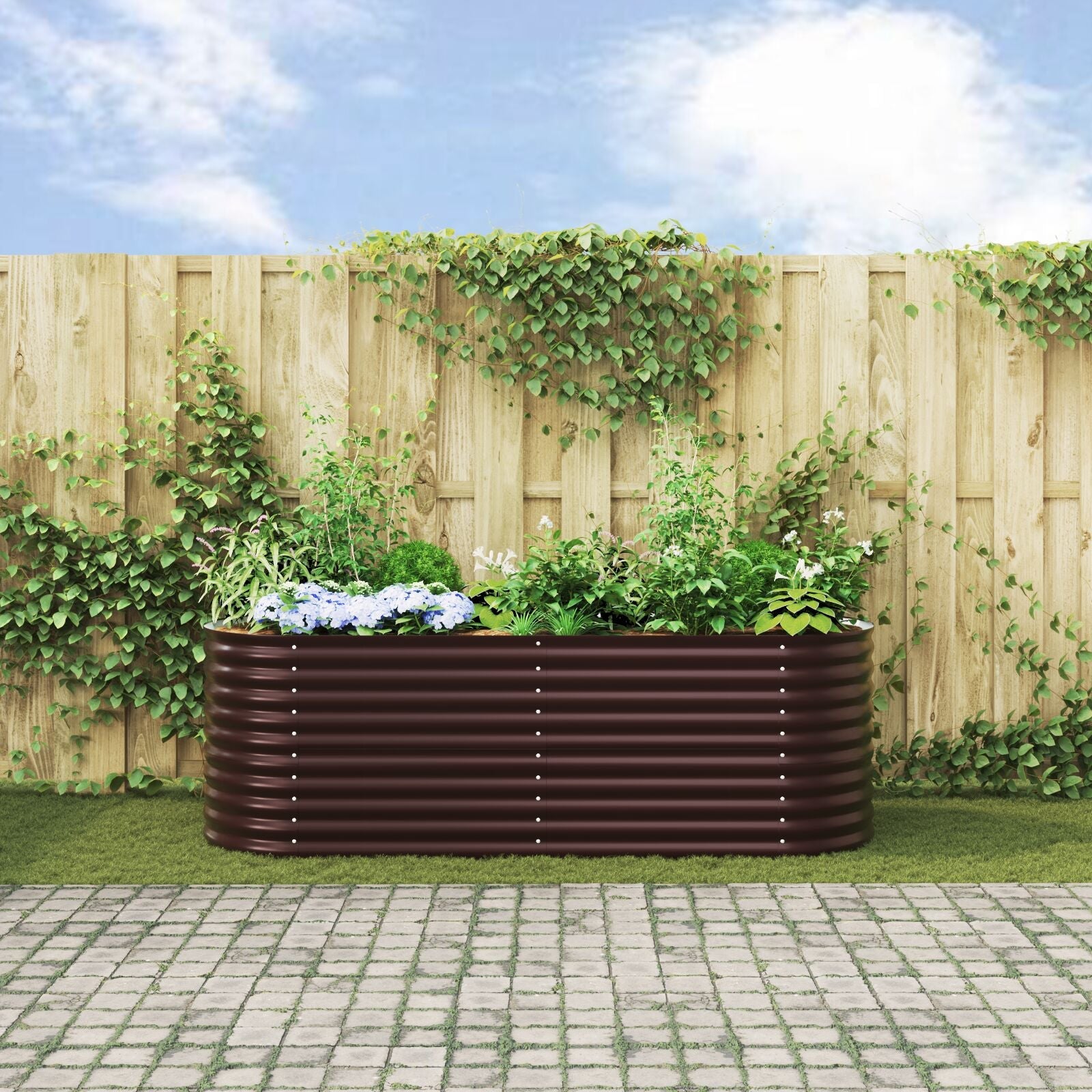 Huerto Elevado Marrón 240x80x81 cm Acero Galvanizado V3634 Vetonek
