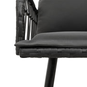 2 Piece Garden Dining Set with Cushions Black Polyester Rattan V1396 Vetonek