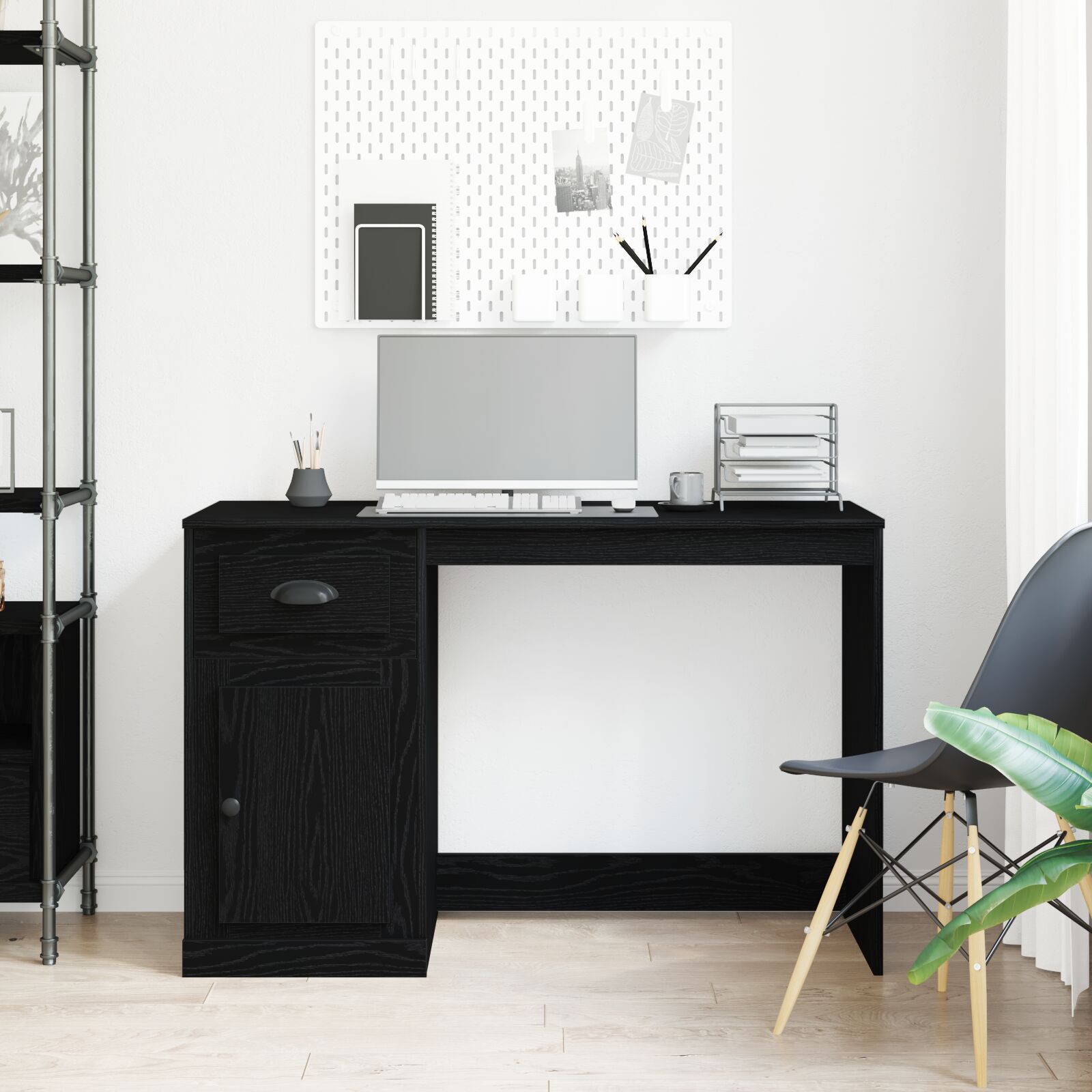 Bureau avec rangement chêne noir 50x115x75 cm aggloméré V2220 Vetonek
