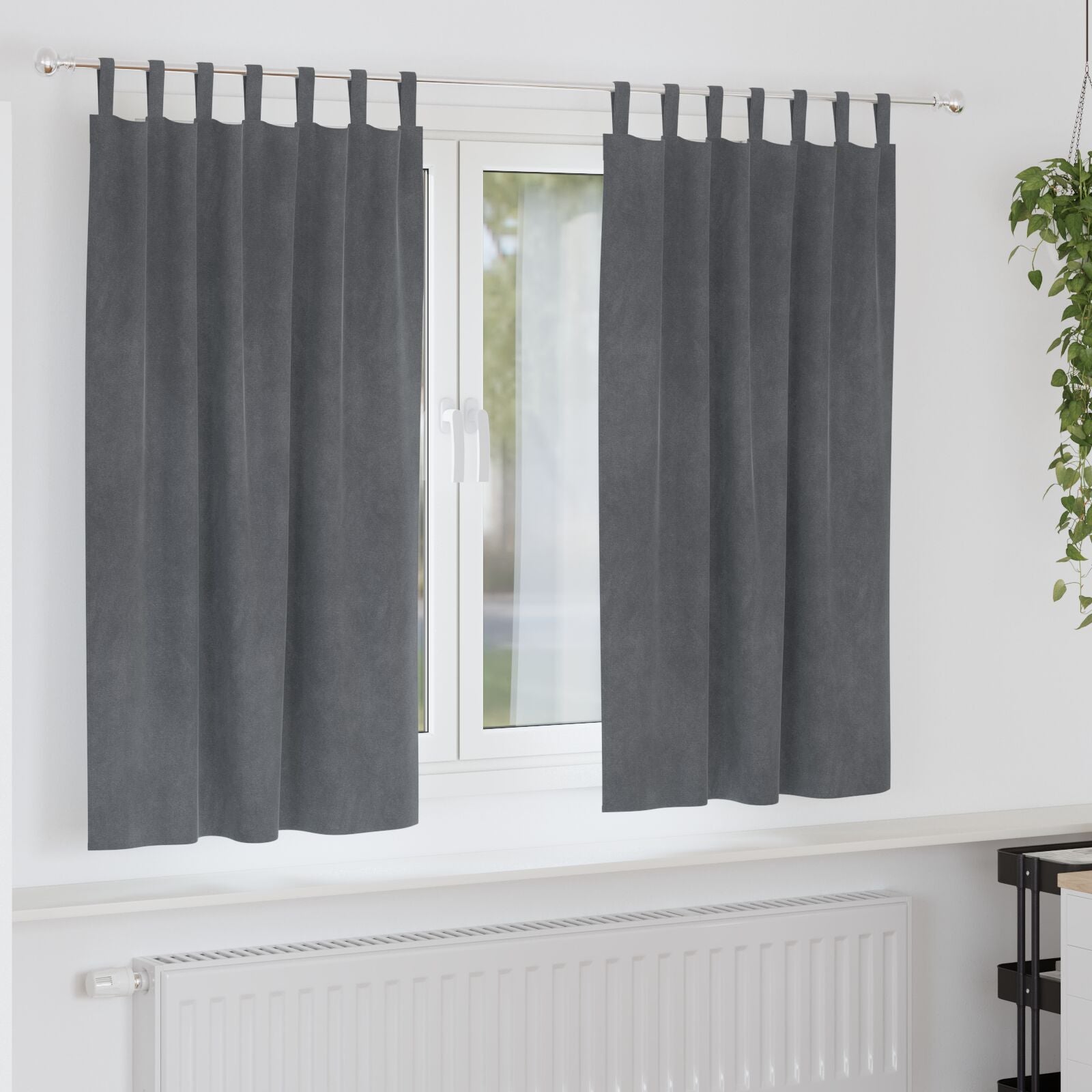 Blackout Curtains with Hanging Ties 2 pcs Light Gray Super Light Velvet V3853 Vetonek