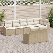 8-Piece Garden Dining Set with Beige Cushions Polyrattan V7113 Vetonek