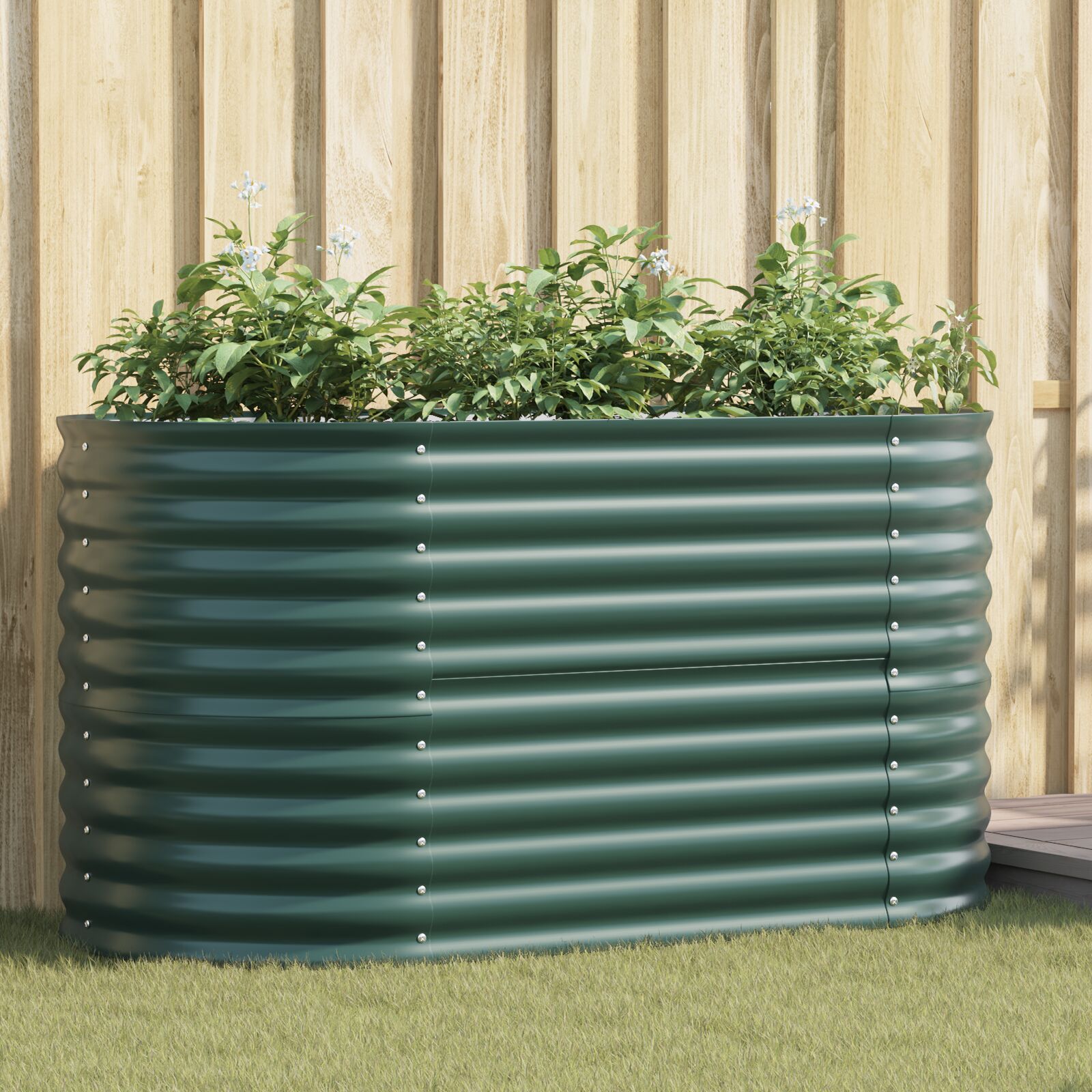 Huerto Elevado Verde 160x80x81 cm de Acero Galvanizado V3542 Vetonek